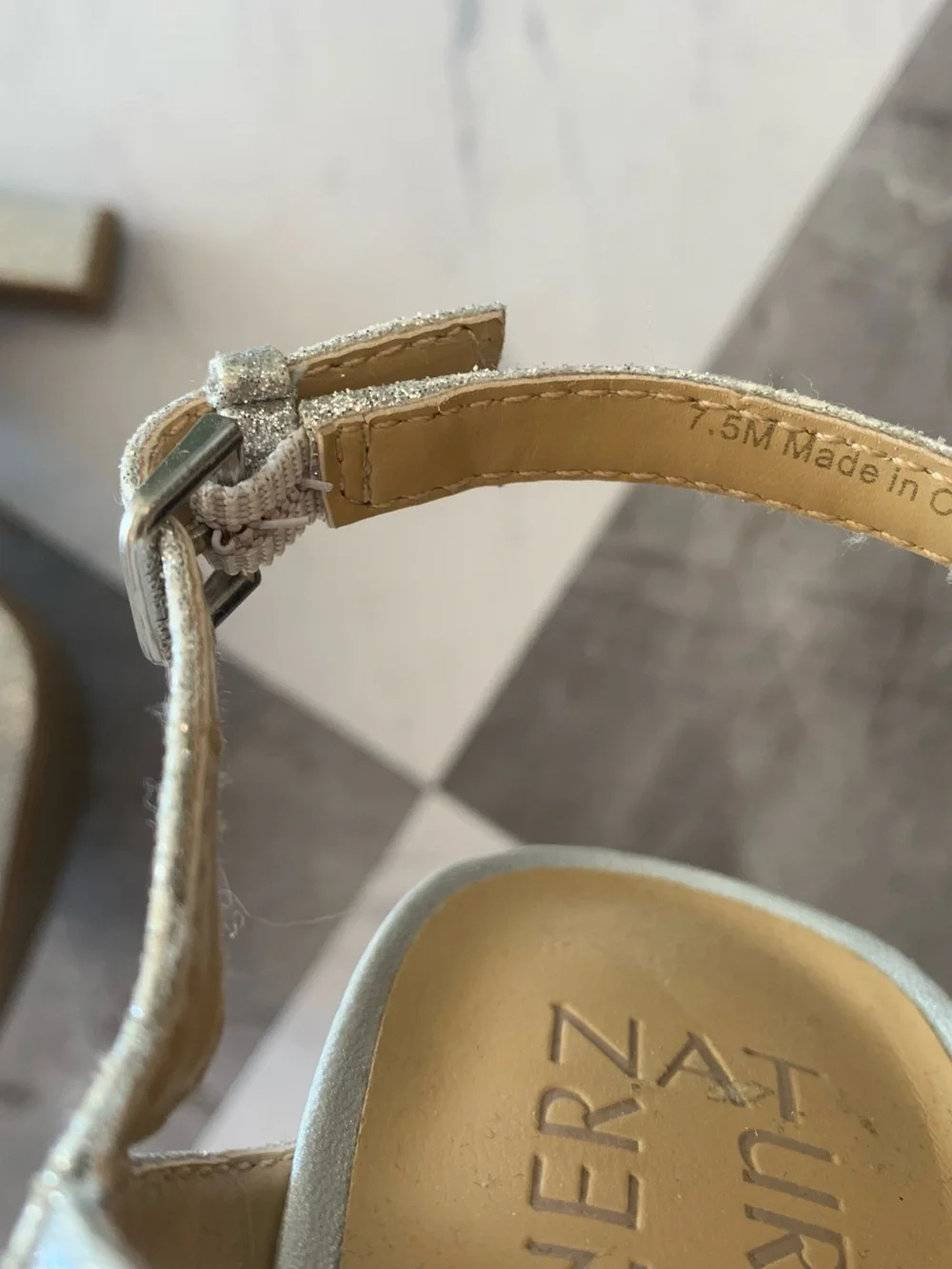 Naturalizer Silver Glitter Strappy Heels